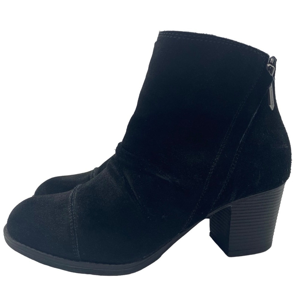 Skechers Womens Shoes Sz 7 Black Vegan Suede Heeled Ankle Casual Comfortable - Picture 2 of 13